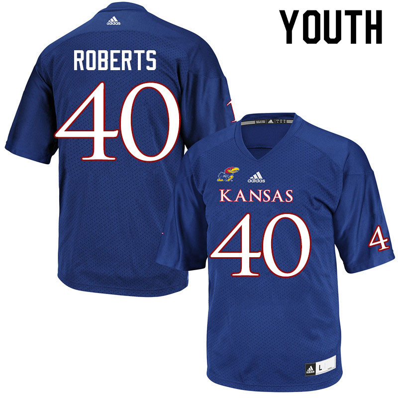 Youth #40 Eric Roberts Kansas Jayhawks College Football Jerseys Sale-Royal - Click Image to Close